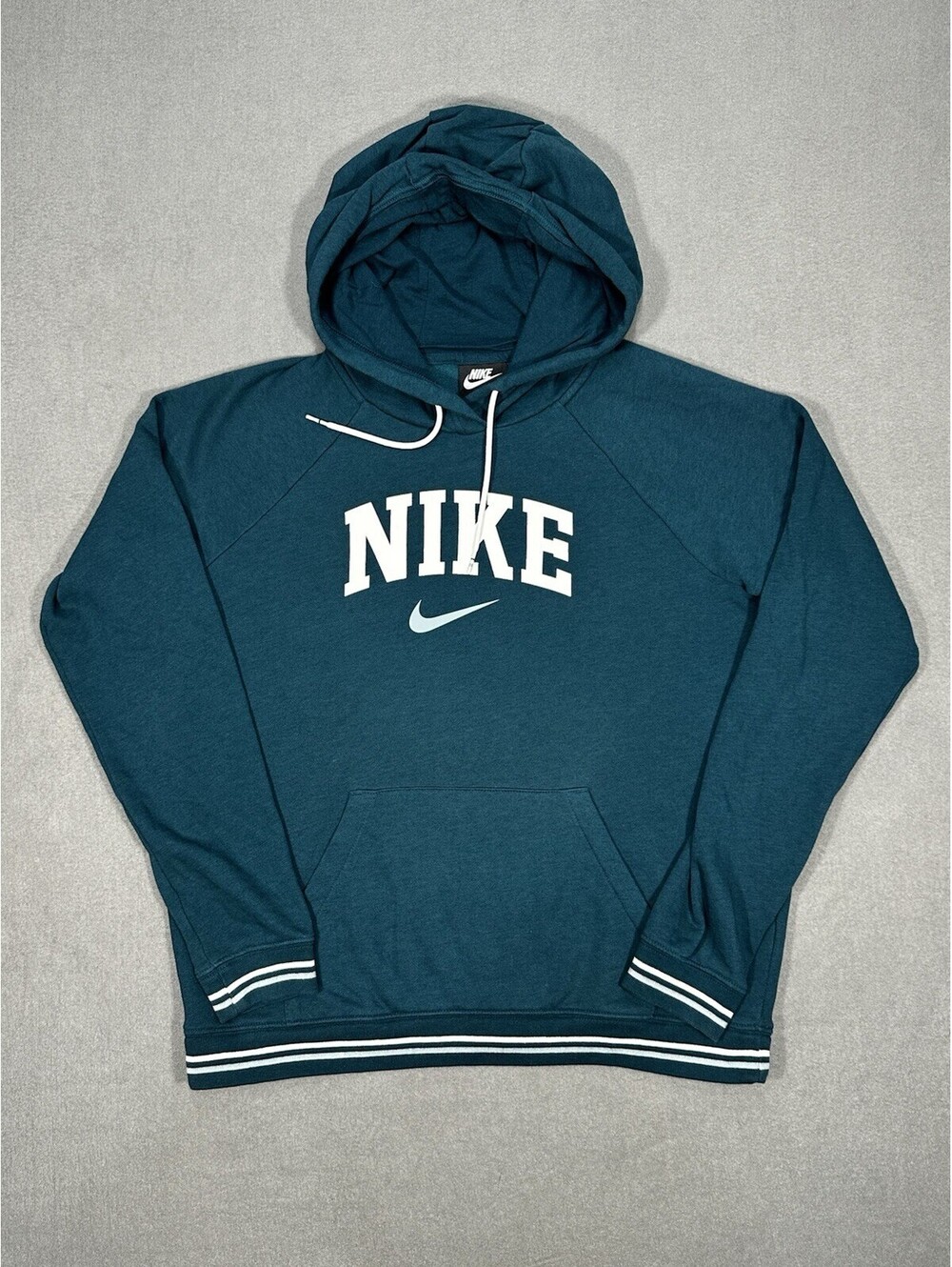 Nike Hoodie Mens Medium Green Spell Out Swoosh Pullover Sweatshirt